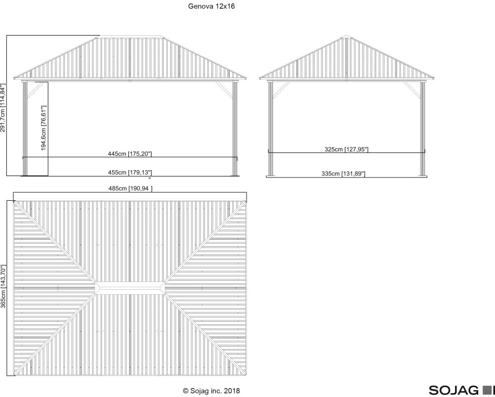 Genova Gazebo 12 x 16 ft. Steel roof - WoodArtSupply