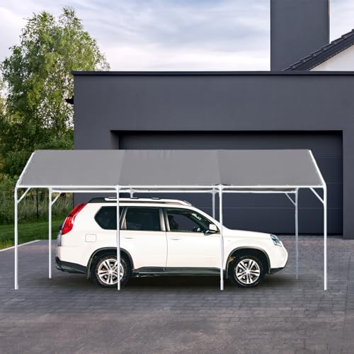 Wesnoy 12 x 20 ft Heavy Duty Canopy Replacement Cover Waterproof Carport Garage Car Shelter Tarp Tent for Car Canopy with 50 Ball Bungees, Only Top Cover, Frame is Not Included Wesnoy