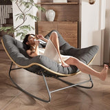 VONZOY Outdoor Rocking Chair, Indoor Papasan Chair, Oversized Egg Rocking Chair with Thick Cushion, Rattan Wicker Rocker Lounge Chair for Bedroom, Living Room, Patio, Garden, Porch (Dark Grey) VONZOY