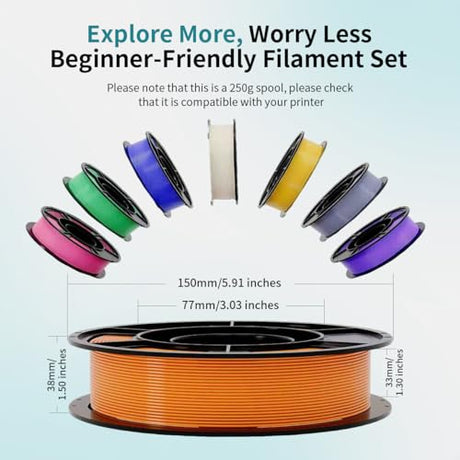 PLA+3D Printer Filament 1.75mm Bundle, Individually Vacuum Packed, Multicolor Dimensional Accuracy +/- 0.02mm, 0.25kg per Spool, 16 Pack, 4kg Total KALIDORA