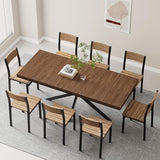 Extendable Dining Room Table for 4 6 8, 55"-70.9" Kitchen Table Rectangle Wood, Expandable Dining Table with Hidden Storage, Space Saving Farmhouse Kitchen Table for Kitchen Dining Living Room MECHYIN