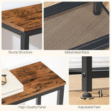 HOOBRO Narrow Console Table, Sofa Table, 44.9" Skinny Entryway Behind Couch Table with Storage Shelves, Long Hallway Table for Living Room, Foyer, Hallway, Rustic Brown and Black BF86XG01 HOOBRO