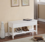 Roundhill Furniture Quality Solid Wood Shoe Bench with Storage, White Roundhill Furniture