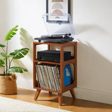 Crosley Furniture Asheville Mid-Century Modern Media Console Record Player Stand, Storage for Vinyl Records, Walnut Crosley Furniture