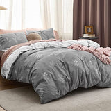 Bedsure Duvet Cover King Size - Reversible Floral Duvet Cover Set with Zipper Closure, 3 Pieces Grey Bedding Set with 8 Corner Ties and 2 Pillowcases 20"x36" Bedsure