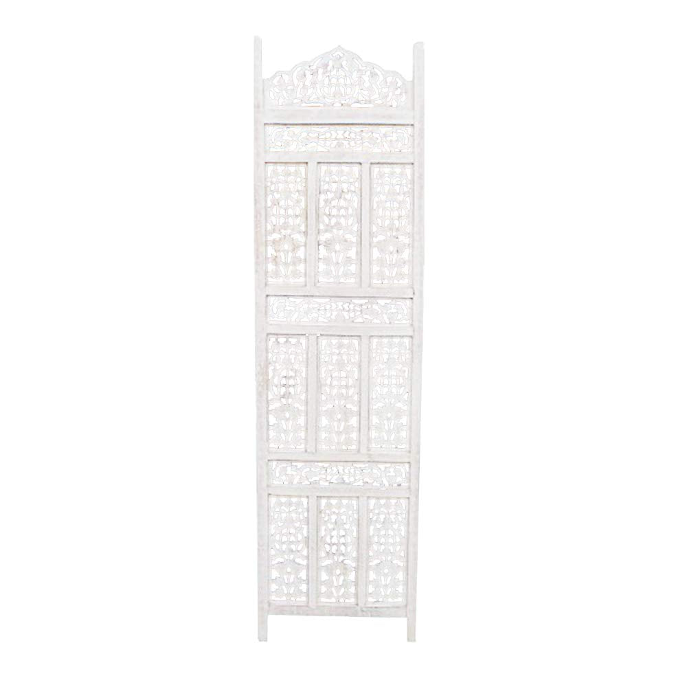 The Urban Port HomeRoots Antique 4 Panel Handcrafted Wooden Room Partitions, White (UPT-148945) - WoodArtSupply