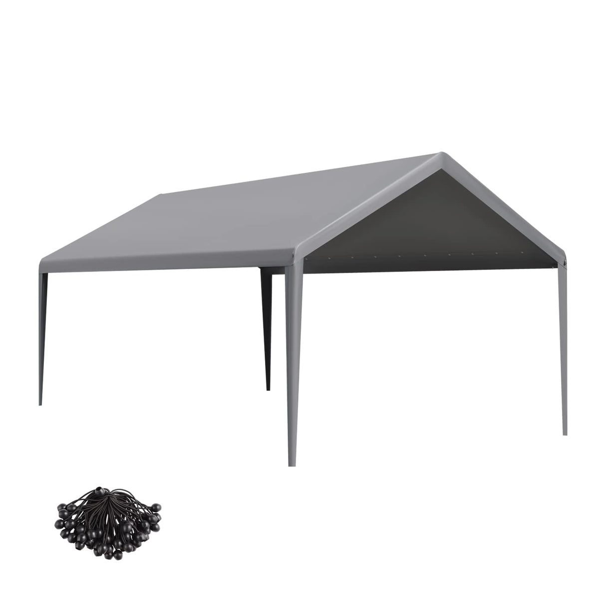Gardesol Carport Replacement Canopy, Replacement Top Cover for 12' x 20' Carport Frame, 180G Waterproof & UV Protected Tarp with Ball Bungees, Gray, Only Top Cover, Frame is not Included Gardesol