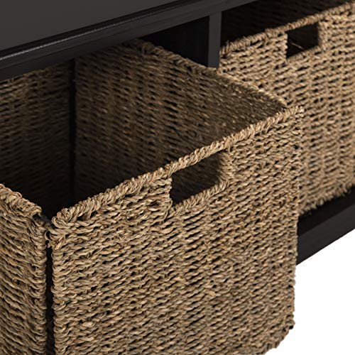 SAFAVIEH Black American Homes Collection Lonan Grey and White Wicker Storage Bench, 0 SAFAVIEH