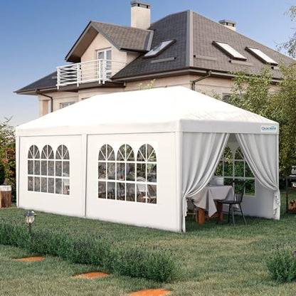 Quictent 10x20 Party Tent Outdoor Gazebo Wedding Canopy for Backyard with Removable Sidewalls & Elegant Church