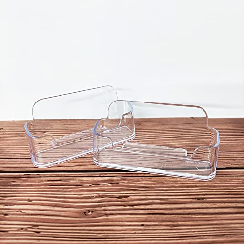 HSYMQ Acrylic Business Card Holder for Desk, Clear Plastic Business Cards Display Holders Stand, Fits 30-50 Business Cards HSYMQ