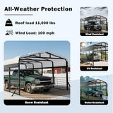SYLVIERA 12x25FT Heavy Duty Metal Carport Canopy - Reinforced Galvanized Steel Frame, All-Weather Protection, Easy Assembly Car Port Shelter for Vehicles, Boats & Tractors Sylviera