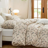 Jane yre Duvet Cover Queen Floral, Brushed Microfiber 3 Pieces Bedding Set, Garden Style Vintage Floral Queen Duvet Cover Flower, with Zipper Closure, Luxury Soft Breathable Comfy Jane yre