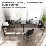 EUREKA ERGONOMIC RGB LED Lights 60 Inch L Shaped Reversible Black Glass Gaming Desk Home Office Computer Table GTG L60 EUREKA ERGONOMIC