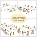 Tribesigns 78.74-Inch Conference Table Set,13FT Conference Room Table, Large Rectangle Meeting Seminar Tables Set,Long Business Tables (Chair not Included) (2, White+Gold, 2 Pack) Tribesigns