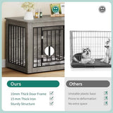 YITAHOME 76 Inch Double Dog Crate Furniture, XXL Dog Crate Furniture for 2 Dogs, Side End Table, Waterproof Top, Safety Corners, 2-in-1 Iron-Wood Fusion Dog Kennel Furniture for 2 Large Dogs,Greige YITAHOME
