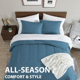 Cathay Home Basic Bedding Home Essential Ultra Soft Lightweight 8PC Wrinkle Resistant Microfiber Bed in a Bag Set (Includes Complete Sheet Set, Comforter Set & Bedskirt) - Full, Blue Cathay Home