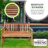 EcoDecors Hampstead Heath Outdoor Bench Teak Wood Garden Bench Patio Bench with Armrests and Backrest, Yard Benches for Indoor and Outdoors- Natural Teak EcoDecors