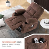 Ultra Wide Power Lift Recliner Chair for Elderly,Rotating Lounge Chair with Hot Massage Heating and Auxiliary Standing Function,Oversized Lazyboy Single Sofa with Cup Holder for Living Room (Brown)