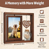 Dog Memorial Gifts for Loss of Pet - Rotating Wooden Frame for 4x6 Photo & Fur Hair Jar - Sympathy Gift for Pet Bereavement, Remembrance Keepsake - Rainbow Bridge Gift for Dog Lovers & Cat Lovers