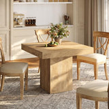 Tribesigns 39-Inch Square Dining Table for 4, Farmhouse Small Kitchen Dinner Eating Table with Sturdy Pedestal Base, Wooden Dining Room Furniture for Dining Room, Kitchen, Apartments, Natural Tribesigns
