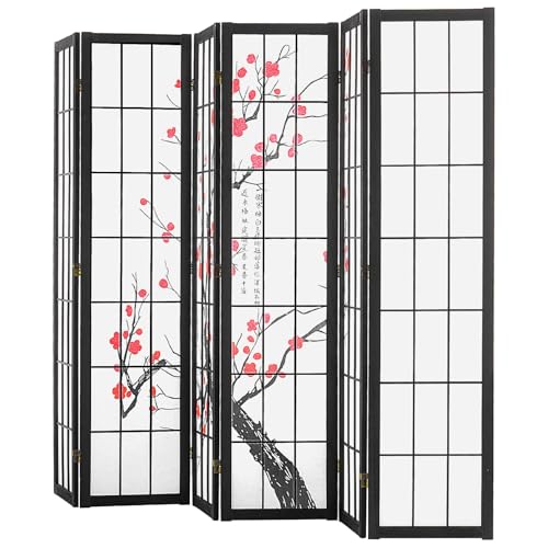 VEVOR Room Divider, 6 Panel Japanese Room Divider Screen, Wood Folding Privacy Screen Indoor, Japanese Partition Portable Decoration Dividers, for Room Separation Home Office Restaurant & Bedroom VEVOR