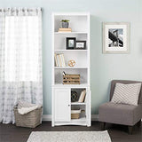 Pemberly Row Tall 6 Shelf Bookcase with 2 Shaker Doors in White Pemberly Row