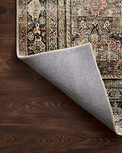 Loloi Layla Collection LAY-03 Olive/Charcoal 7'-6" x 9'-6" .13" Thick Area Rug, Soft, Durable, Vintage Inspired, Distressed, Low Pile, Non-Shedding, Easy Clean, Printed, Living Room Rug Loloi