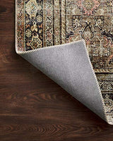 Loloi Layla Collection LAY-03 Olive/Charcoal 7'-6" x 9'-6" .13" Thick Area Rug, Soft, Durable, Vintage Inspired, Distressed, Low Pile, Non-Shedding, Easy Clean, Printed, Living Room Rug Loloi