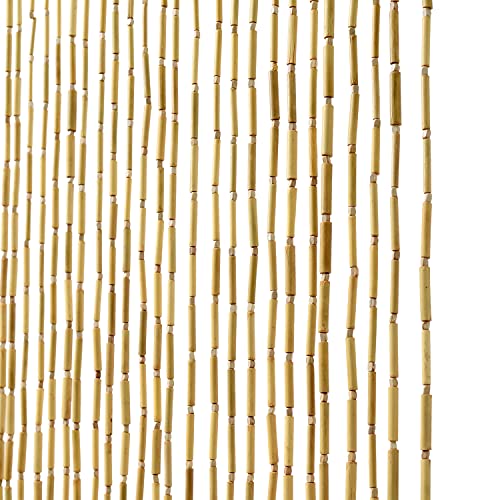 FlavorThings 36inch x 79inch Natural Wood and Bamboo Beaded Curtain Room Divider -Plain Design-Bamboo and Wooden Doorway Beads-Boho Bohemian Curtain 38 Strands (Nature) FlavorThings