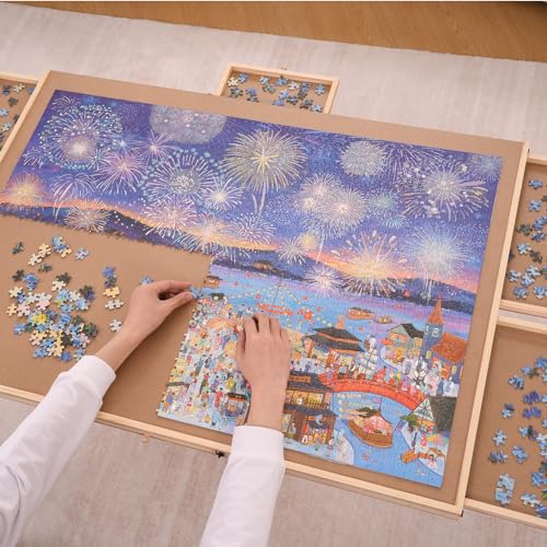 VEVOR 2000 Piece Puzzle Board with 6 Drawers and Cover, 40.2"x29.4" Rotating Wooden Jigsaw Puzzle Plateau, Portable Puzzle Accessories for Adult, Puzzle Organizer & Puzzle Storage System, Gif - WoodArtSupply