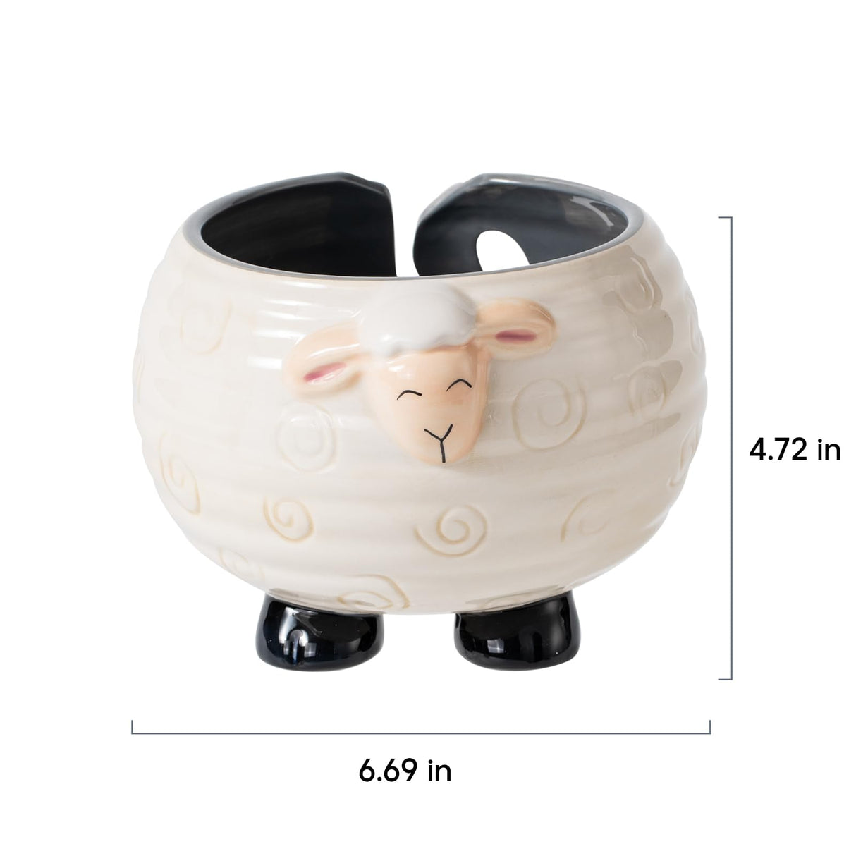 Yarn Bowl for Crochet Large Sheep Shaped Ceramic Yarn Holder Crochet Bowl Knitting Bowl, 6 Inch Wide x 4 Inch High Surlama