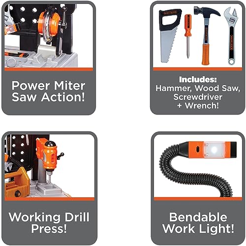 Black+Decker Kids Workbench - Power Tools Workshop - Build Your Own Toy Tool Box – 75 Realistic Toy Tools and Accessories [Amazon Exclusive] BLACK+DECKER