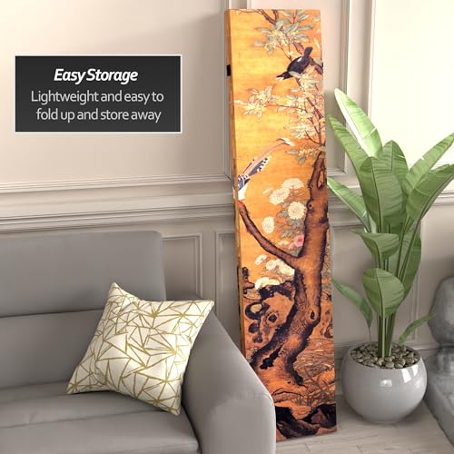 Oriental Furniture 6 ft. Tall Double Sided Chinese Landscapes Canvas Room Divider,Brown Red Lantern