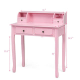 Giantex Writing Desk with 4 Drawers, Removable Floating Organizer 2-Tier Mission Home Computer Vanity Desk for Apartment Small Space (Pink) Giantex