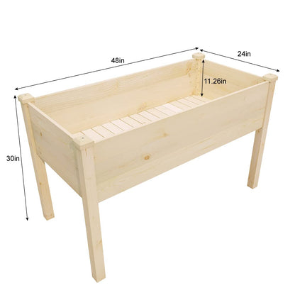 Tiuekes Raised Garden Bed 48.5x24.4x30 Inch, Elevated Wood Planter Box with Legs for Vegetable Flower Herb Outdoors Backyard, Patio, Balcony with Liner (Natural Wood)