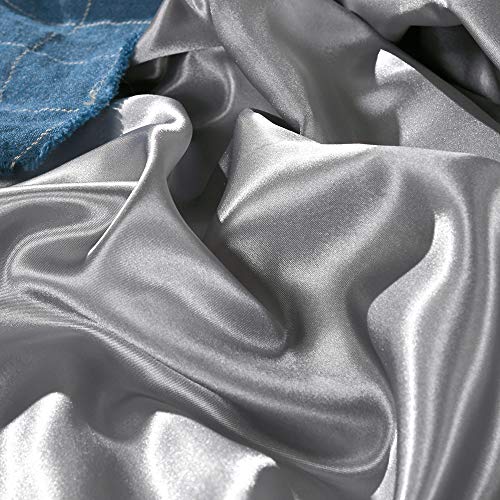 Erosebridal Hotel Grey Duvet Cover Twin/Single Silk Like Satin Bedding Set Summer Reversible Quilt Comforter Cover Honeymoon Sexy Luxury Soft Lightweight Brushed Bedspreads for Farmhouse Room Decor Erosebridal