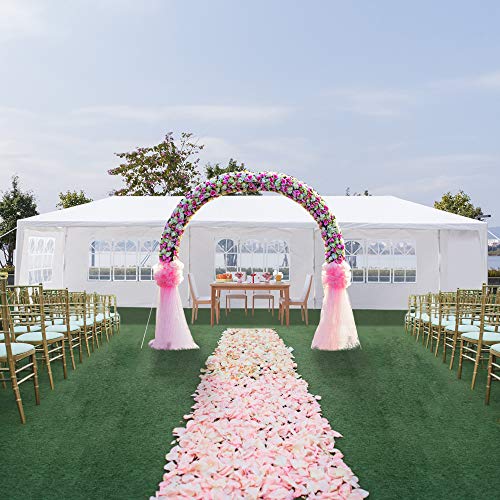KEPOOMAN 10' x 30' White Outdoor Gazebo Canopy Waterproof Party Tent Wedding Canopy with Removable Sidewalls & Brighter Church Windows - 5 Sides KEPOOMAN