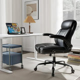 AnyGod Ergonomic Mid-Back Desk Chairs Comfy for Home Office with Flip-up Armrests, Lumbar Support, Adjustable Height and Swivel Rolling Wheels AnyGod