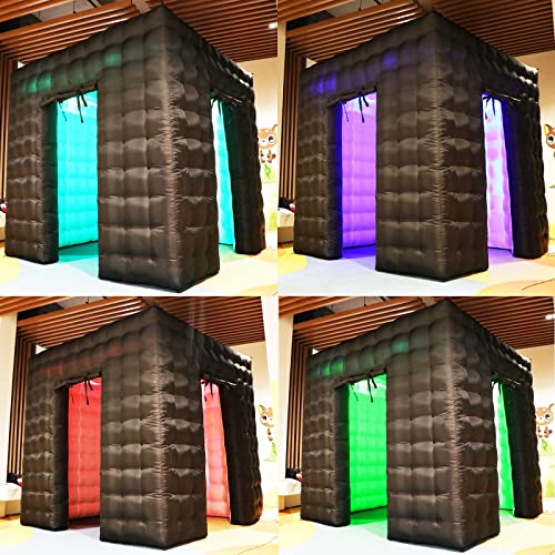 Staelea Inflatable Photo Booth(Black and White, Two Doors, 9.2X 9.2X 9.2ft), Tent with Air Blower, for Wedding Party Commercial Lease Exhibition Display staelea