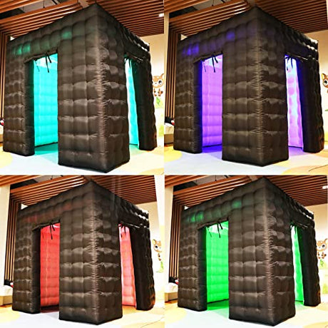 Staelea Inflatable Photo Booth(Black and White, Two Doors, 9.2X 9.2X 9.2ft), Tent with Air Blower, for Wedding Party Commercial Lease Exhibition Display staelea