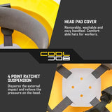COOLJOB Full Brim Hard Hat, OSHA Construction Work Approved, HDPE Safety Helmet with 4 Point Adjustable Ratchet Suspension, Class E, G & C, Yellow COOLJOB