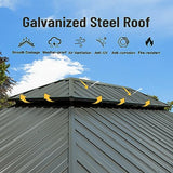 Domi Hardtop Gazebo 12x18FT, Aluminum Metal Gazebo with Galvanized Steel Double Roof Canopy, Curtain and Netting, Permanent Gazebo Pavilion for Patio, Backyard, Deck and Lawn, Grey domi outdoor living