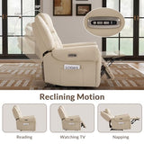 ANJ Top-Grain Genuine Leather Power Recliners for Adults, Dual Motor Electric Recliner Chairs with Power Headrest & 2 Cup Holders, Overstuffed Heavy Duty Reclining Sofa for Living Room Bedroom, Beige