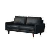 INSTORY Leather Sofa Modern Couch with Wooden Legs for Living Room, Office - Black INSTORY