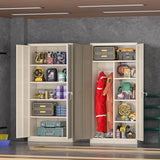 INTERGREAT Metal Storage Cabinet with Locking Doors, 72" Tall Wardrobe Closet with Lock and Hanging Rod, Steel Storage Locker Closet with 4 Shelves for Home Office, Garage, Grey INTERGREAT