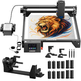 LONGER Laser Engraver Ray5 20000mW Engraver Machine with Air Assist Kit DIY CNC Laser Cutter Tool for Metal Glass Wood Working Area 15.7 "x15.7" with 4-in-1 Rotary Roller Kit Longer