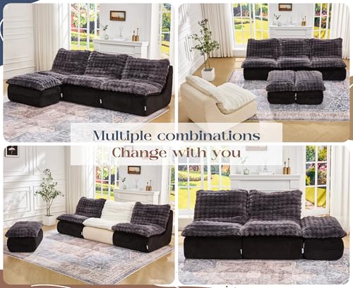 Hobestluk Sofa Couch Foam Sofa for Small Spaces Comfy Sofas with footrest Couch Recliner Small Sofas for Living Room, Bedroom, Apartment (Dark Grey)