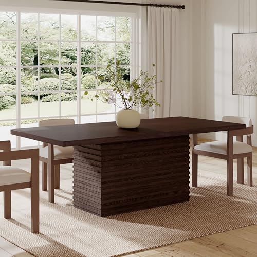 Christopher Knight Home Coad 84 inch Wooden Dining Table, Modern Rectangular Kitchen Dinner Table for 6-8 People, Wave Base Wooden Dining Furniture for Kitchen Office Conference Room, Espresso Brown Christopher Knight Home