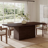 Christopher Knight Home Coad 84 inch Wooden Dining Table, Modern Rectangular Kitchen Dinner Table for 6-8 People, Wave Base Wooden Dining Furniture for Kitchen Office Conference Room, Espresso Brown Christopher Knight Home