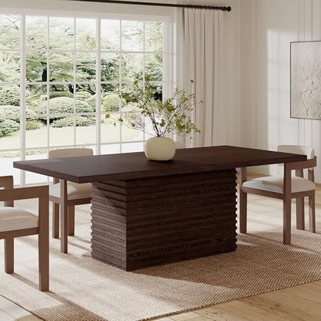 Christopher Knight Home Coad 84 inch Wooden Dining Table, Modern Rectangular Kitchen Dinner Table for 6-8 People, Wave Base Wooden Dining Furniture for Kitchen Office Conference Room, Espresso Brown Christopher Knight Home